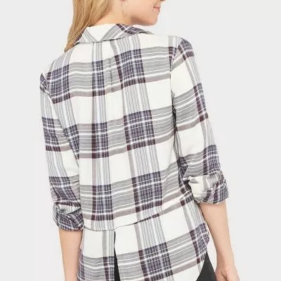 BOGO! Anthropologie Cloth and Stone Plaid Flannel Button Down Top Size M - Picture 5 of 5